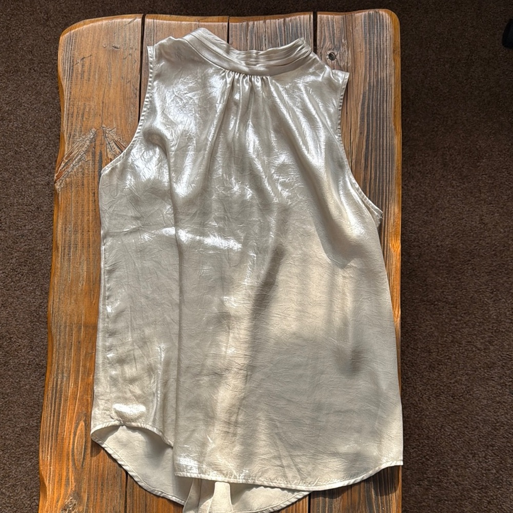Maeve by Anthropologie gold metallic sleeveless top size 14